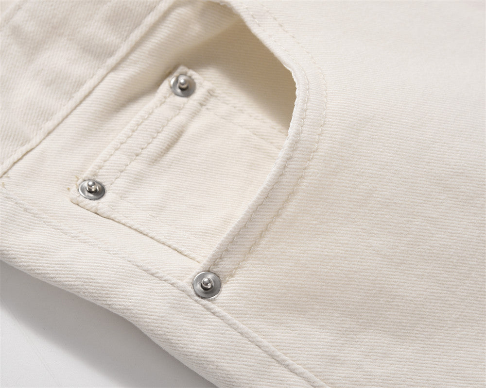 Solid Color Slightly Flared Jeans Men