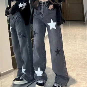High Street Fashion Brand Star Patch Jeans For Men