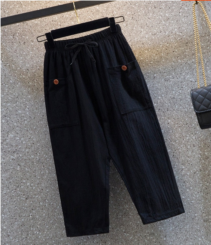 Plus Fat Plus Size Women Casual Cropped Trousers