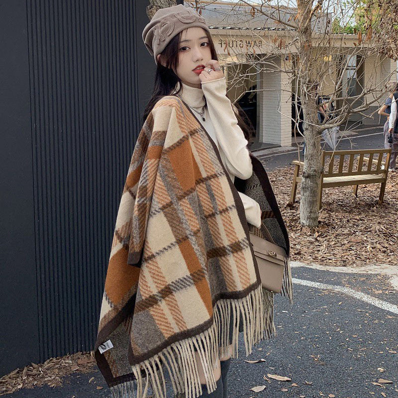 High-end Atmosphere All-matching Tassel Outer Scarf Women's Winter