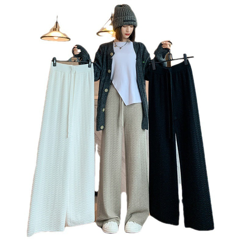 Elastic Waist Pajamas Woollen Trousers Women