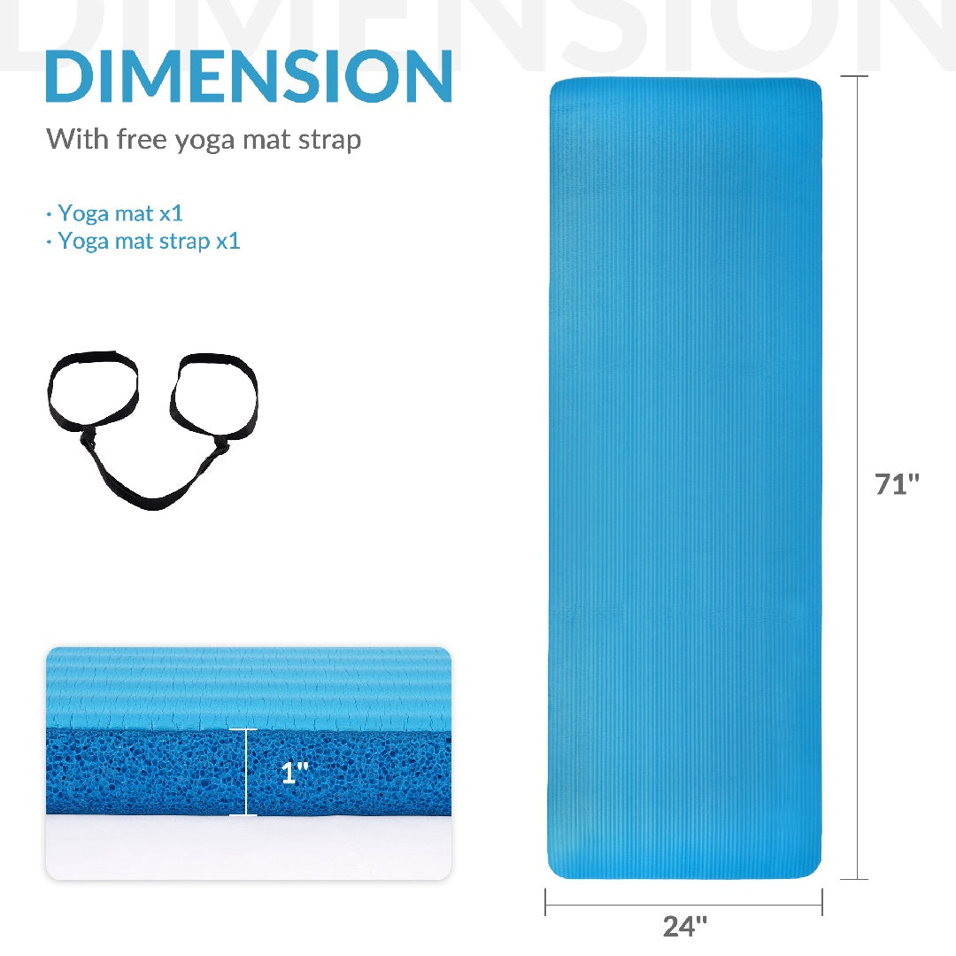 Only Supports Self Pickup-Yoga Mat, One Inch Thickened High-density Practice Mat, Tear-resistant Practice Yoga Mat With Straps, Suitable For All Kinds Of Yoga Practice