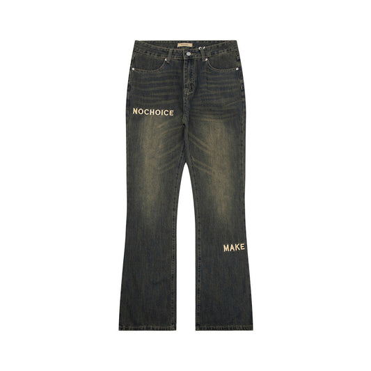 Retro Alphabet Embroidered Jeans For Men