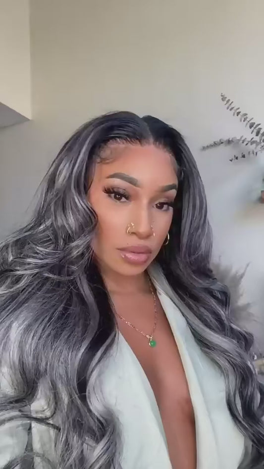 Colored Highlight White Black Body Wave Transparent 13x4 HD Lace Frontal Wigs For Women Brazilian Human Hair Wig 180 Density