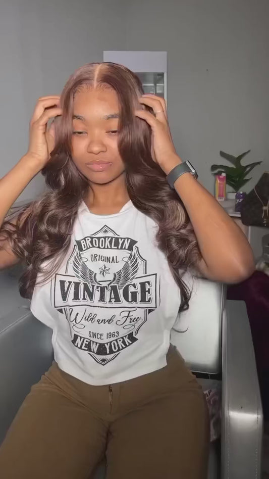 Chocolate Brown Lace Front Wig Transparent HD 13x4 Lace Frontal Wig 100% Colored 4x4 Lace Body Wave Human Hair Glueless Wigs